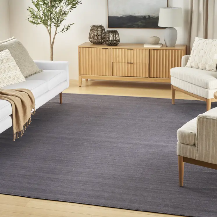 8' X 10' Navy Blue Abstract Washable Area Rug