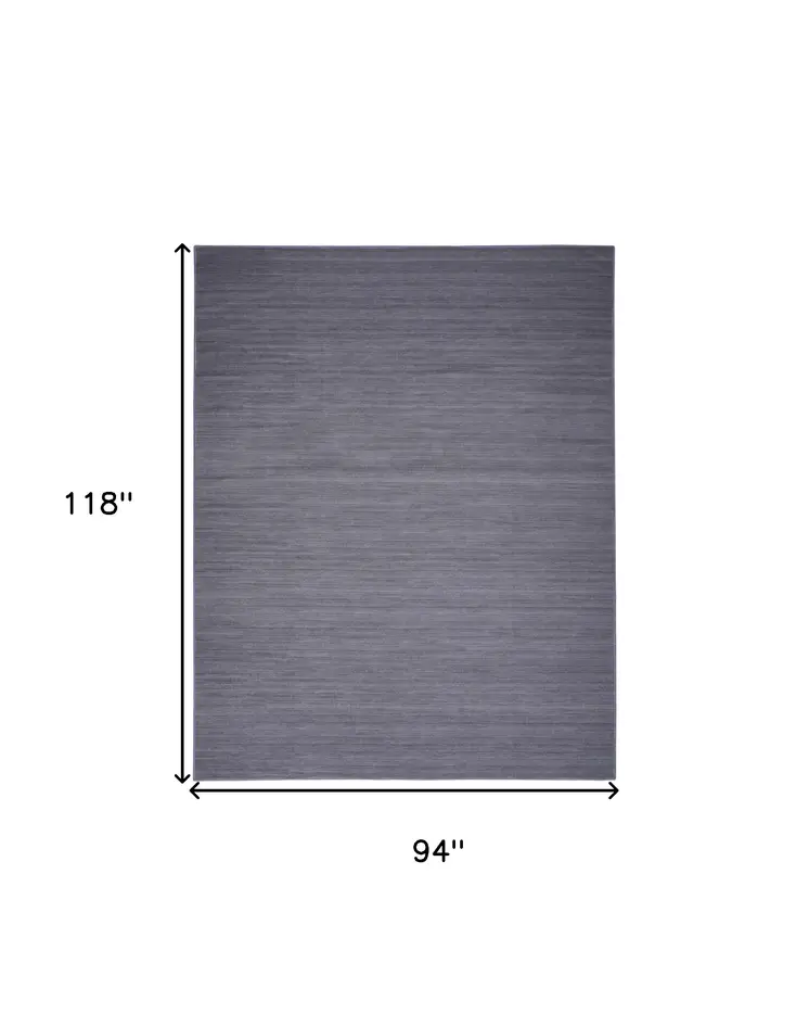 8' X 10' Navy Blue Abstract Washable Area Rug