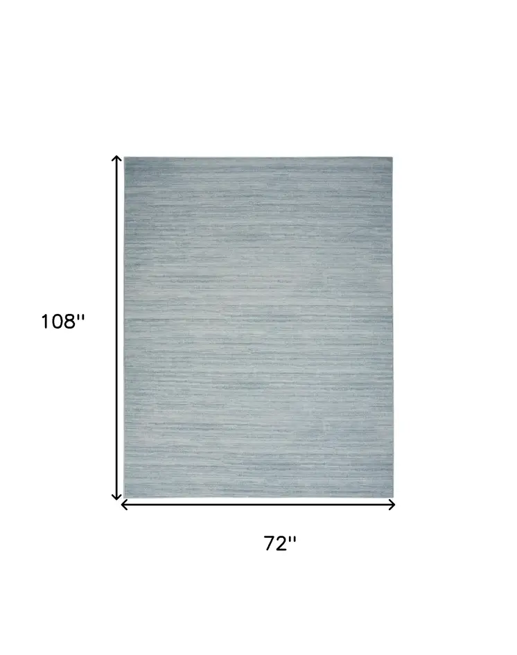 6' X 9' Aqua Abstract Washable Area Rug