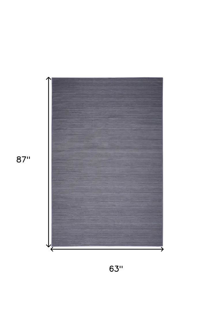 5' X 7' Navy Blue Abstract Washable Area Rug