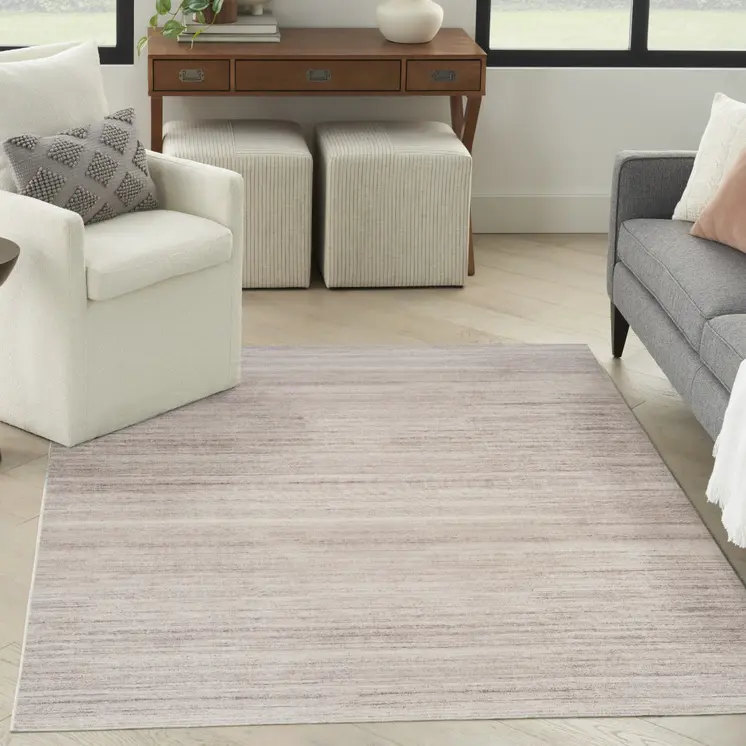 5' X 7' Ivory and Light Brown Abstract Washable Area Rug