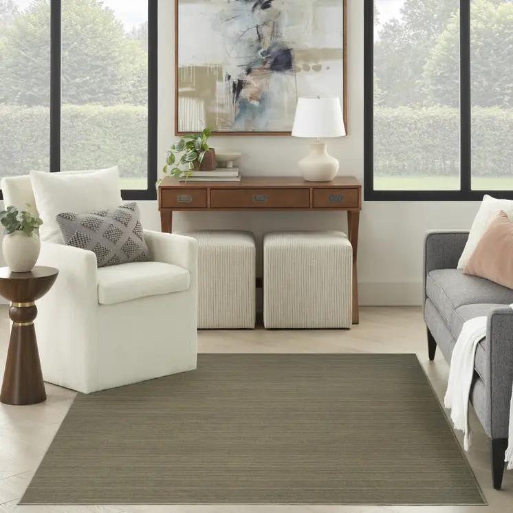 5' X 7' Green Abstract Washable Area Rug