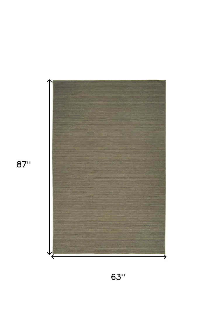 5' X 7' Green Abstract Washable Area Rug