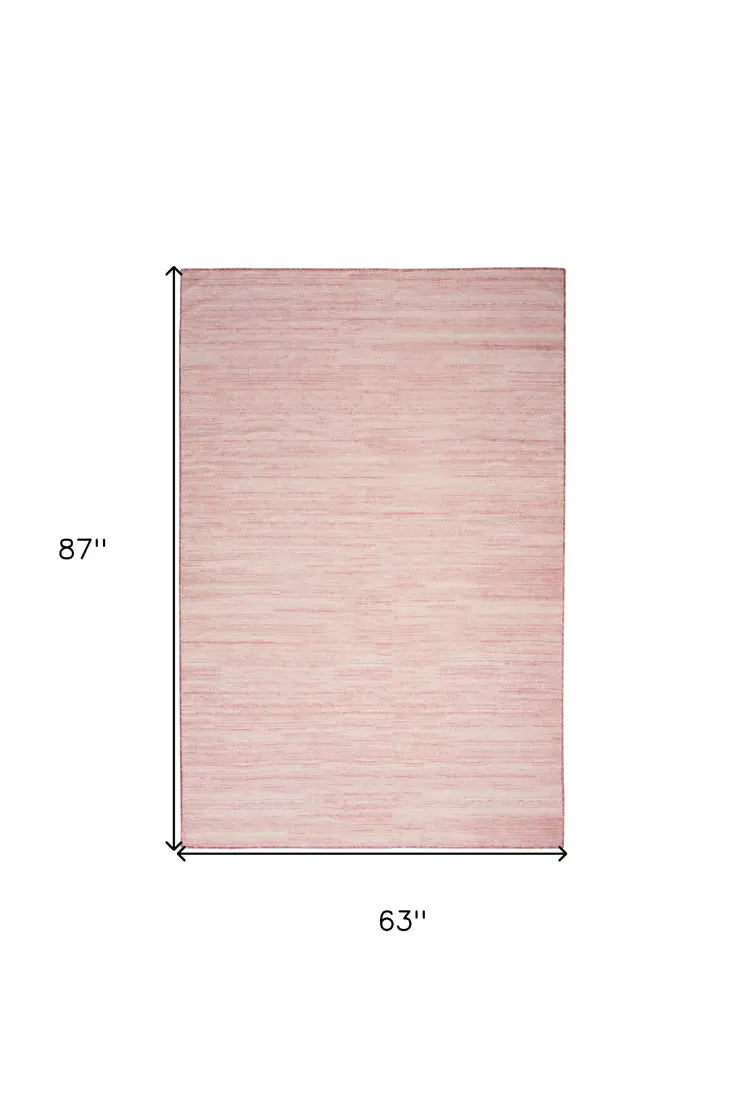 5' X 7' Pink Abstract Washable Area Rug