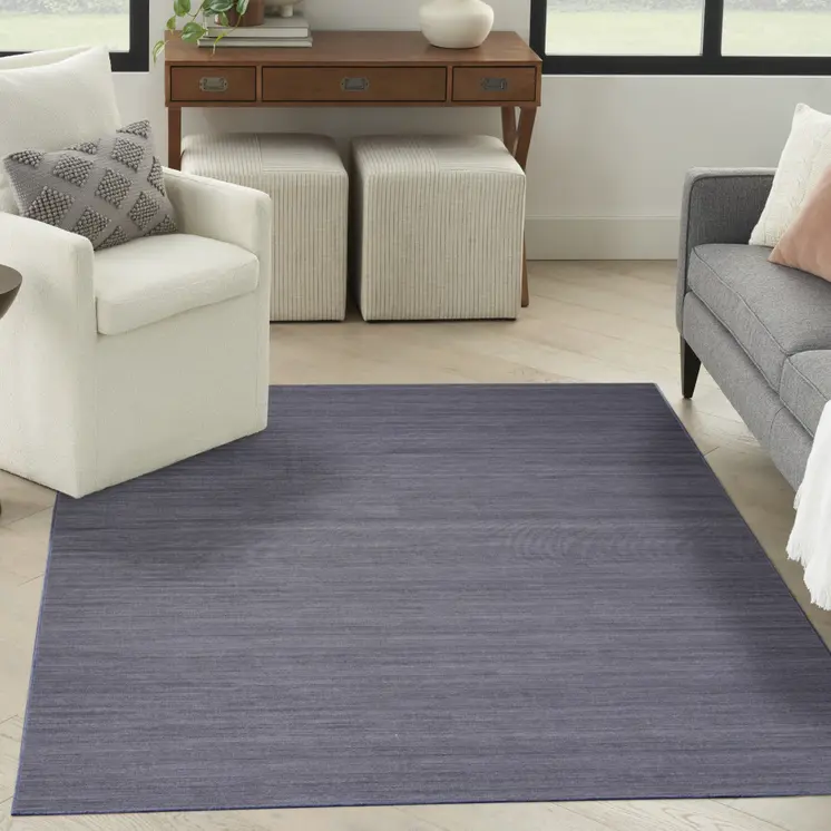 4' X 6' Navy Blue Abstract Washable Area Rug