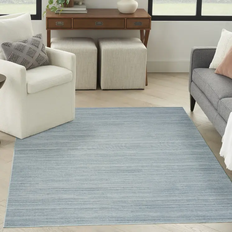 4' X 6' Aqua Abstract Washable Area Rug