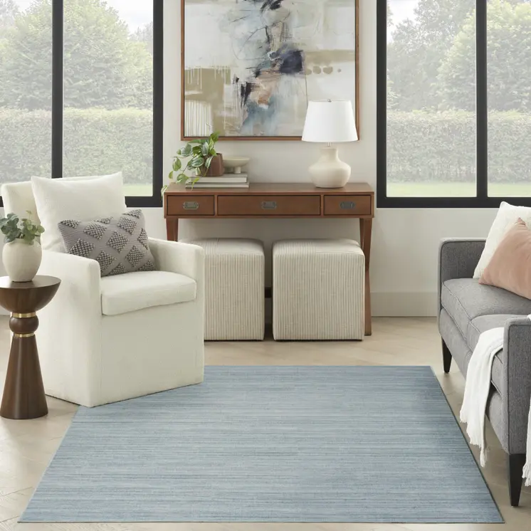 4' X 6' Aqua Abstract Washable Area Rug
