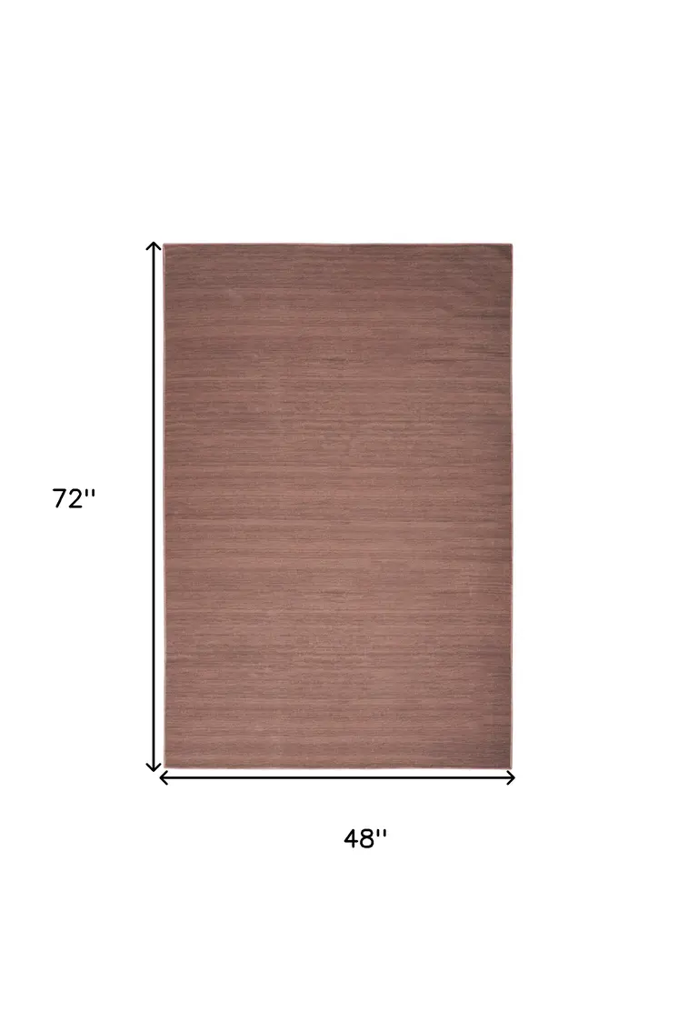 4' X 6' Brown Abstract Washable Area Rug