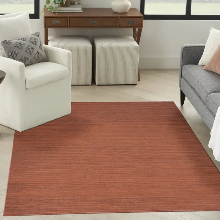 4' X 6' Brick Red Abstract Washable Area Rug
