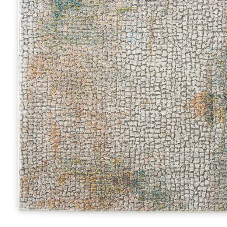 5' X 8' Ivory Blue and Gray Abstract Non Skid Area Rug