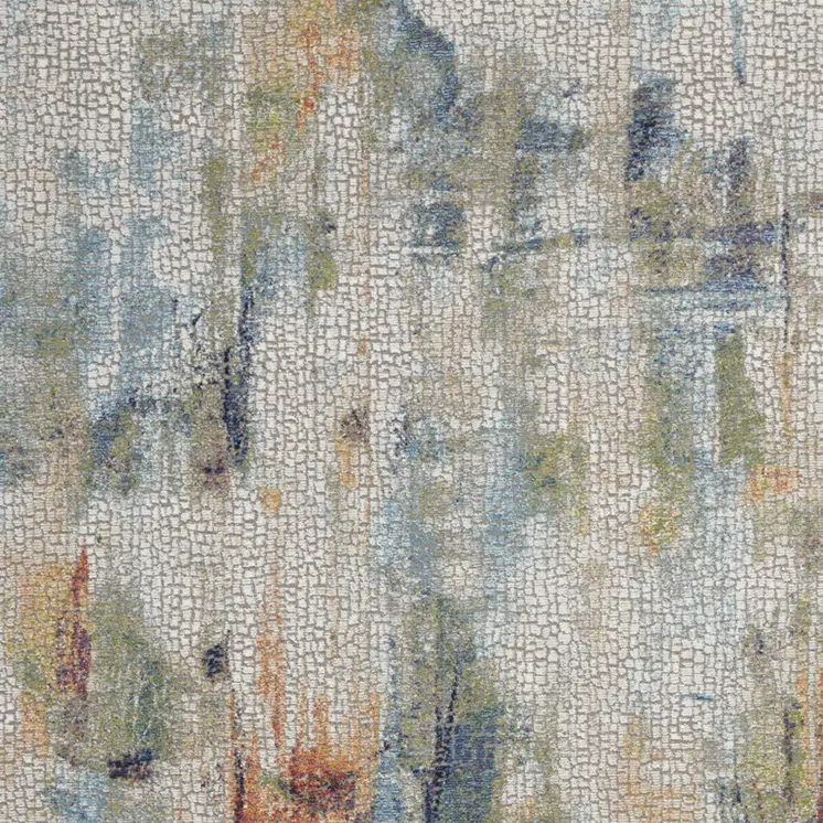 5' X 8' Ivory Blue and Gray Abstract Non Skid Area Rug
