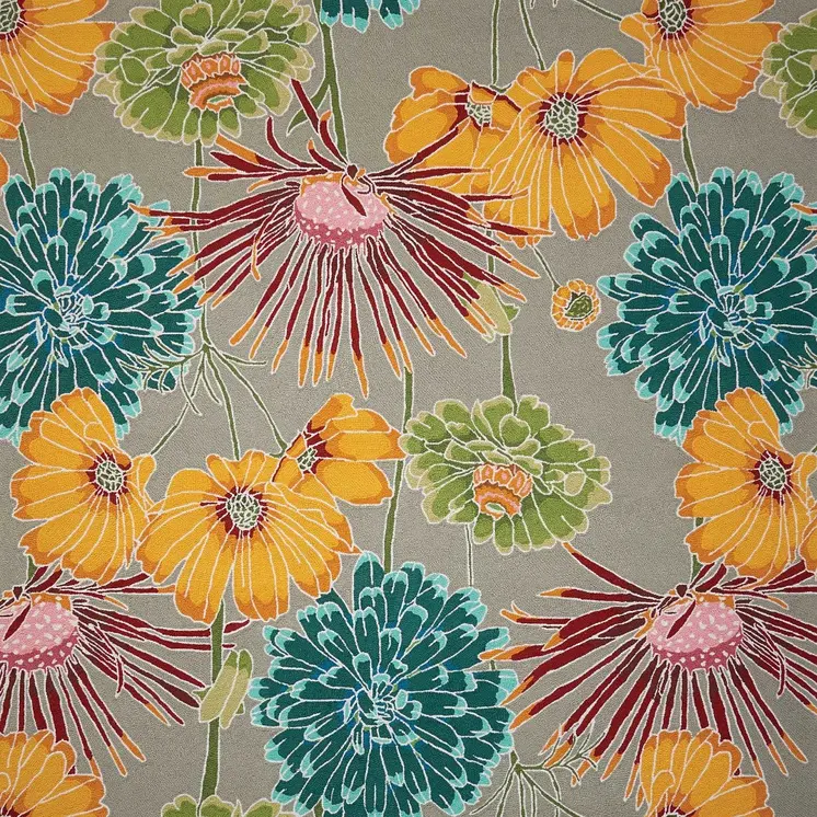 8' X 11' Gray Red and Yellow Floral Hand Carved Handmade Area Rug