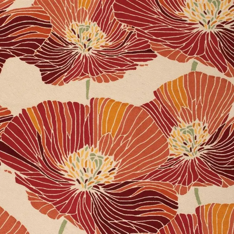 8' X 11' Ivory and Sunset Floral Hand Hooked Area Rug