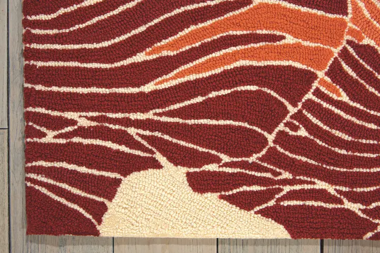 8' X 11' Ivory and Sunset Floral Hand Hooked Area Rug