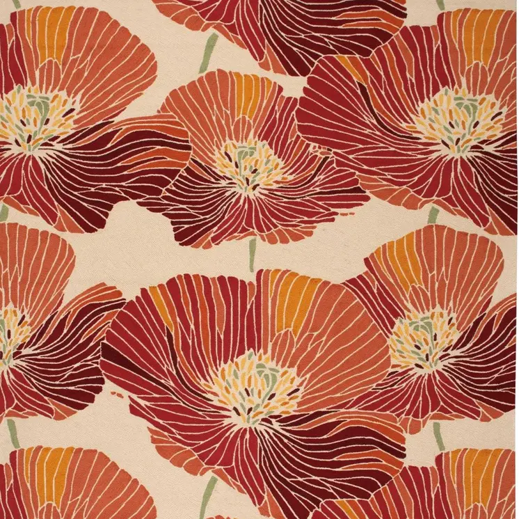 8' X 11' Ivory and Sunset Floral Hand Hooked Area Rug