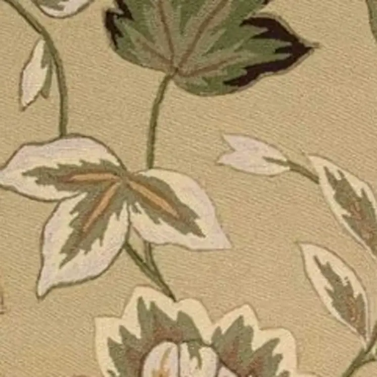 8' Beige and Red Botanical Leaves Hand Carved Handmade Runner Rug