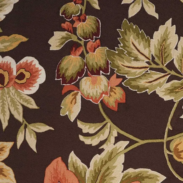 5' X 8' Brown and Orange Botanical Leaves Hand Carved Handmade Area Rug