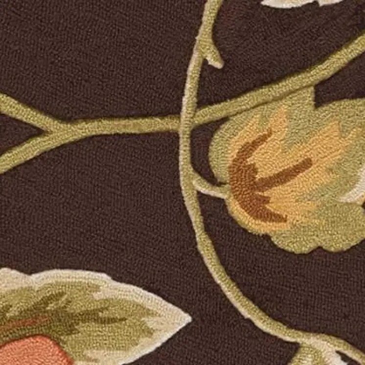 4' X 6' Brown and Orange Botanical Leaves Hand Carved Handmade Area Rug