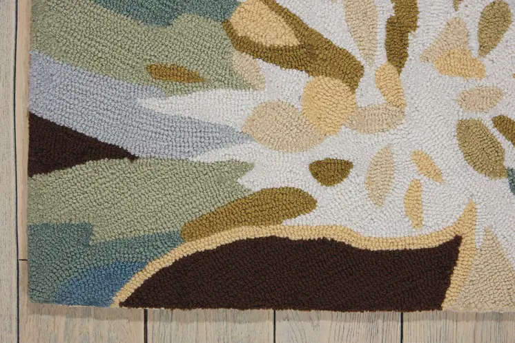 4' X 6' Ivory Dark Brown and Gray Floral Hand Carved Handmade Area Rug
