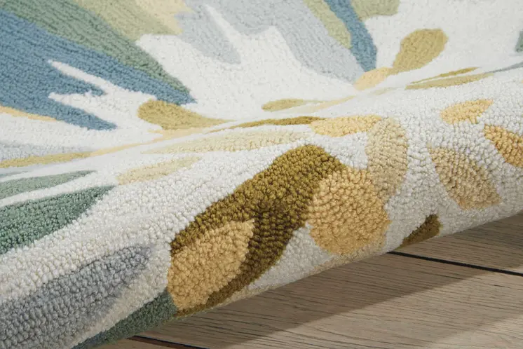 4' X 6' Ivory Dark Brown and Gray Floral Hand Carved Handmade Area Rug
