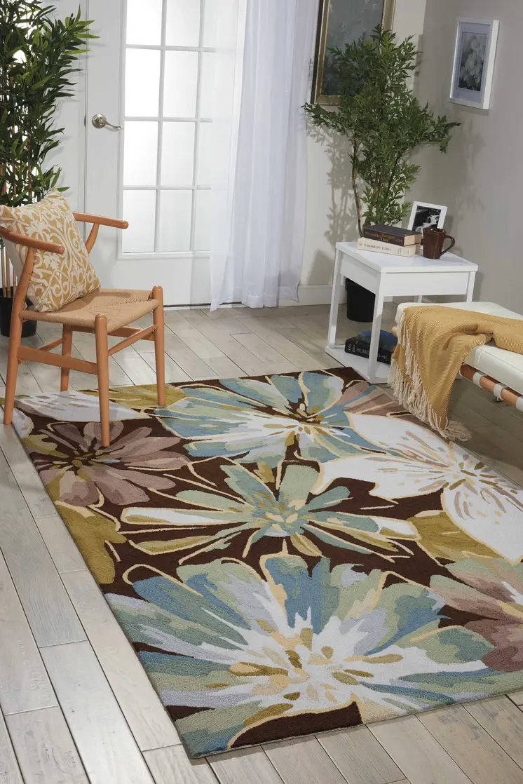 4' X 6' Ivory Dark Brown and Gray Floral Hand Carved Handmade Area Rug