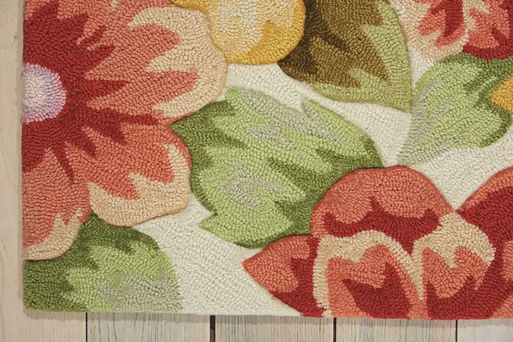 4' X 6' Red and Cream Floral Hand Carved Handmade Area Rug