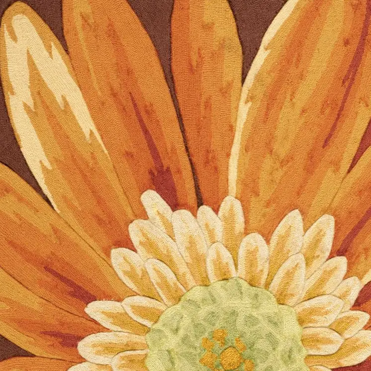 4' X 6' Brown Orange and Yellow Floral Hand Carved Handmade Area Rug