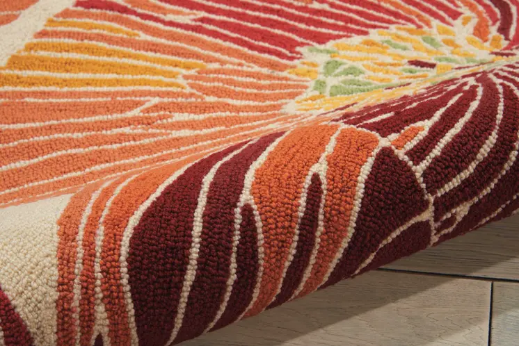 4' X 6' Ivory and Sunset Floral Hand Hooked Area Rug