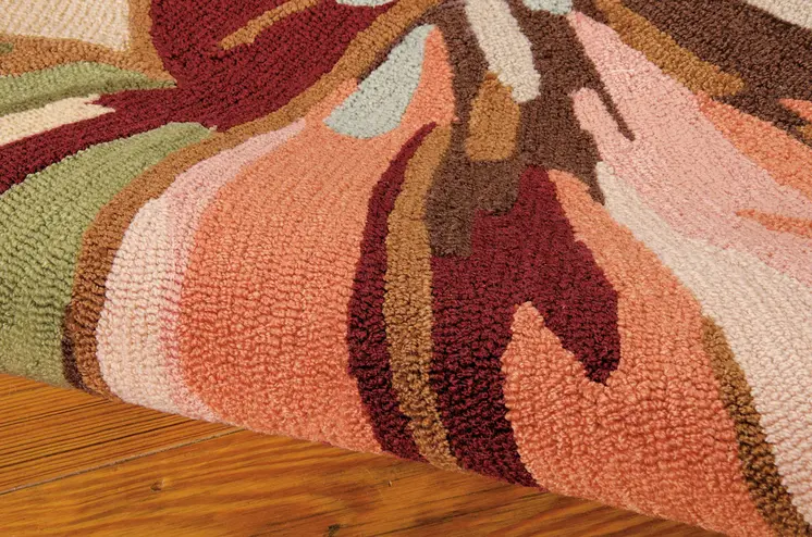3' X 4' Tan and Dark Brown Floral Hand Carved Handmade Area Rug