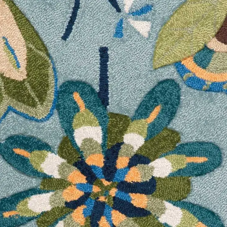 2' X 3' Blue Floral Hand Carved Handmade Area Rug