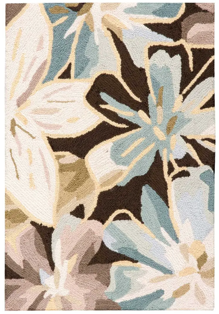 2' X 3' Ivory Brown and Gray Floral Hand Carved Handmade Area Rug