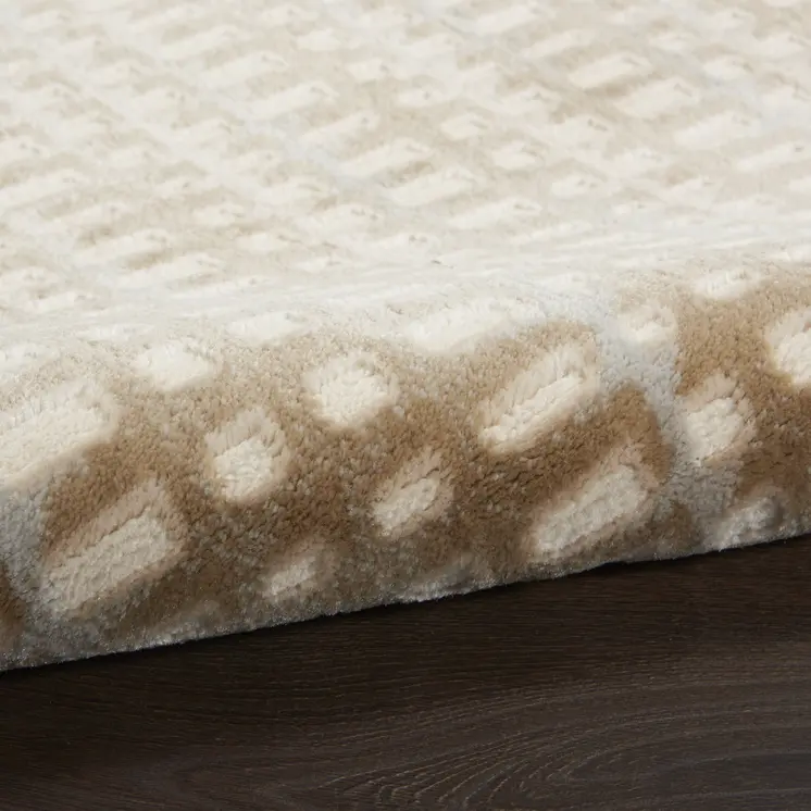 7' Beige And Blue Abstract Indoor Outdoor Runner Rug