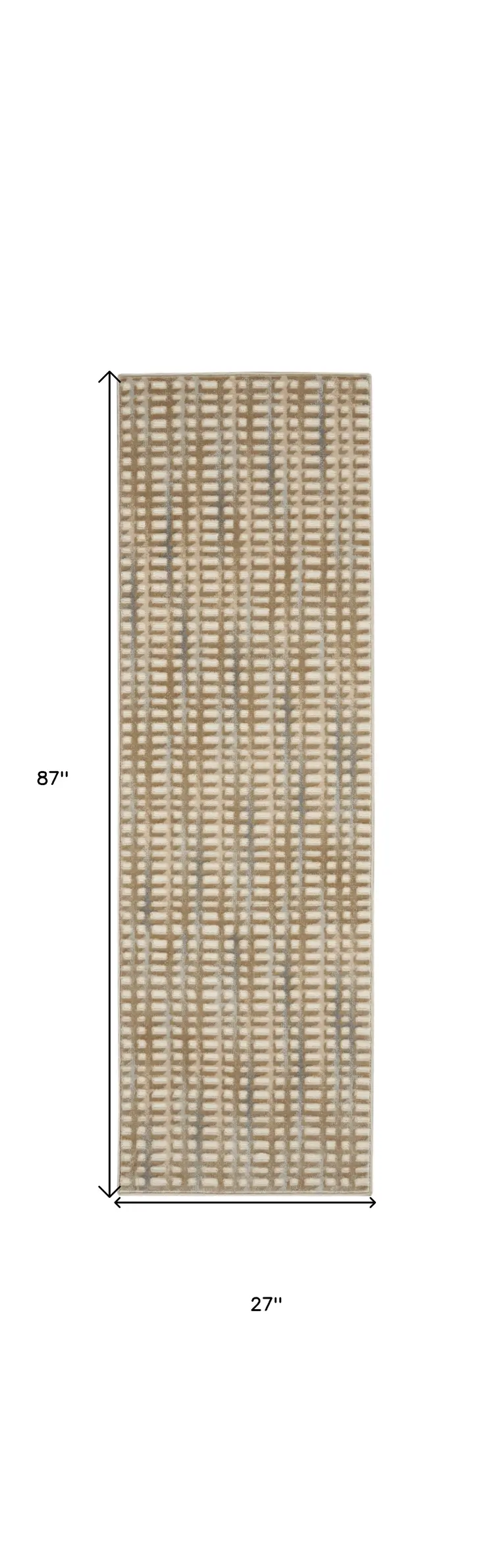 7' Beige And Blue Abstract Indoor Outdoor Runner Rug