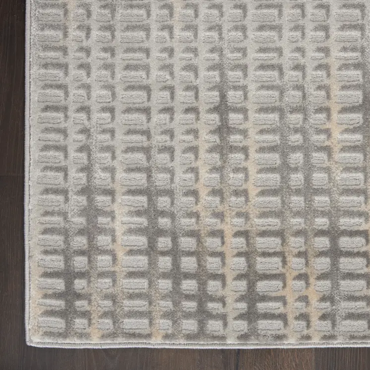 7' Gray And Beige Abstract Indoor Outdoor Runner Rug