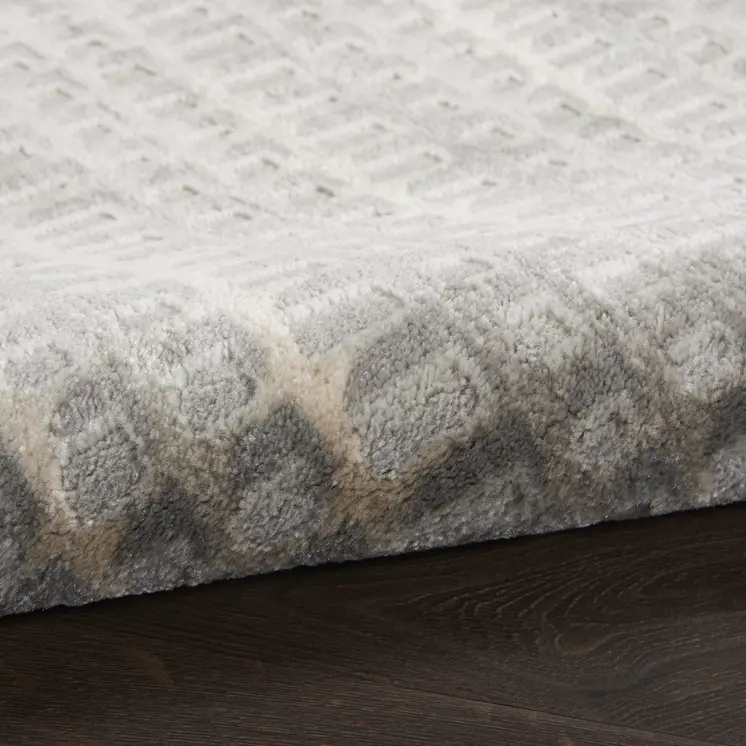 7' Gray And Beige Abstract Indoor Outdoor Runner Rug