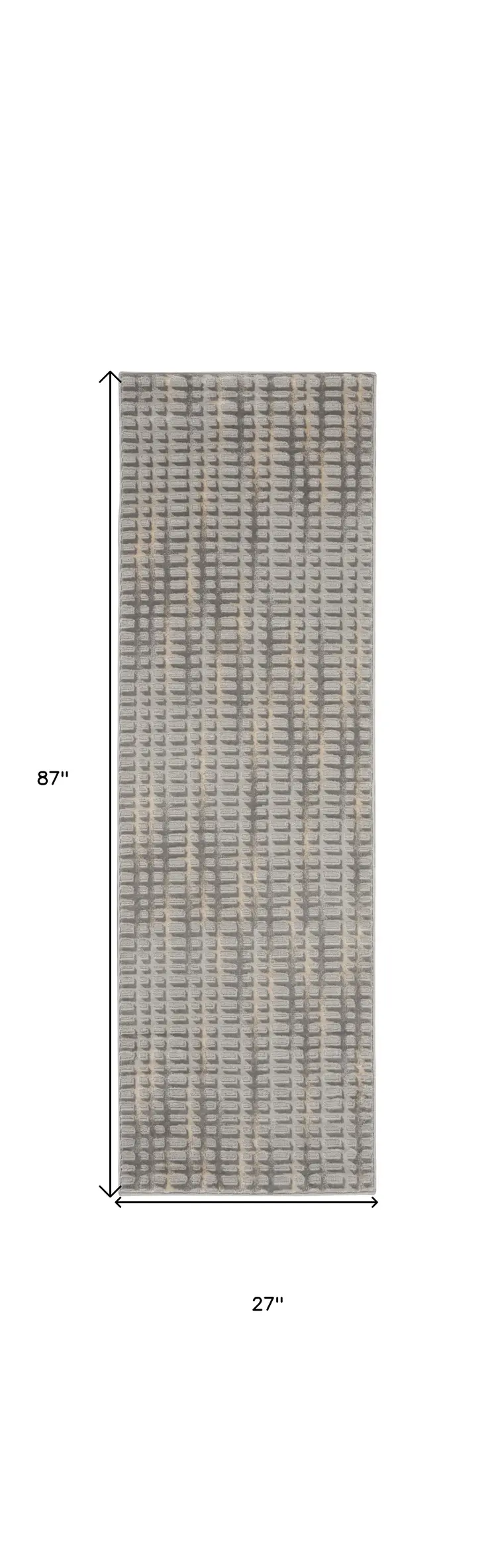 7' Gray And Beige Abstract Indoor Outdoor Runner Rug