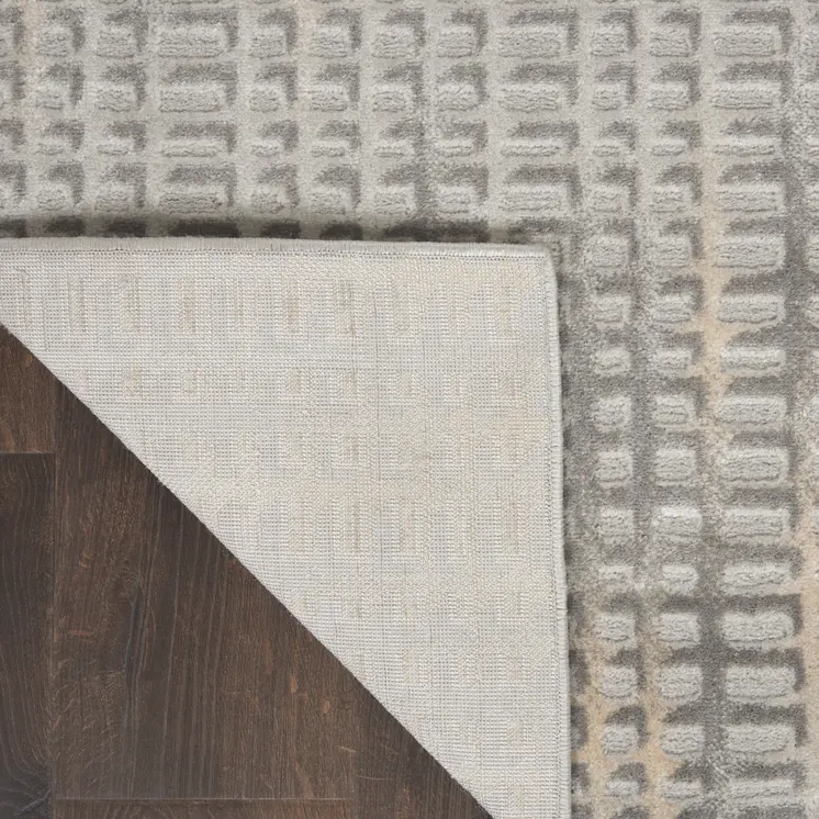 7' Gray And Beige Abstract Indoor Outdoor Runner Rug