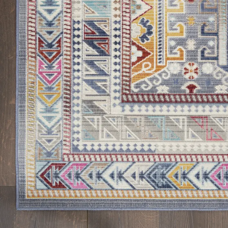 4' X 6' Ivory Gray And Red Floral Distressed Area Rug