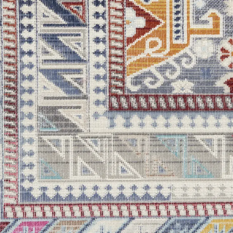 4' X 6' Ivory Gray And Red Floral Distressed Area Rug