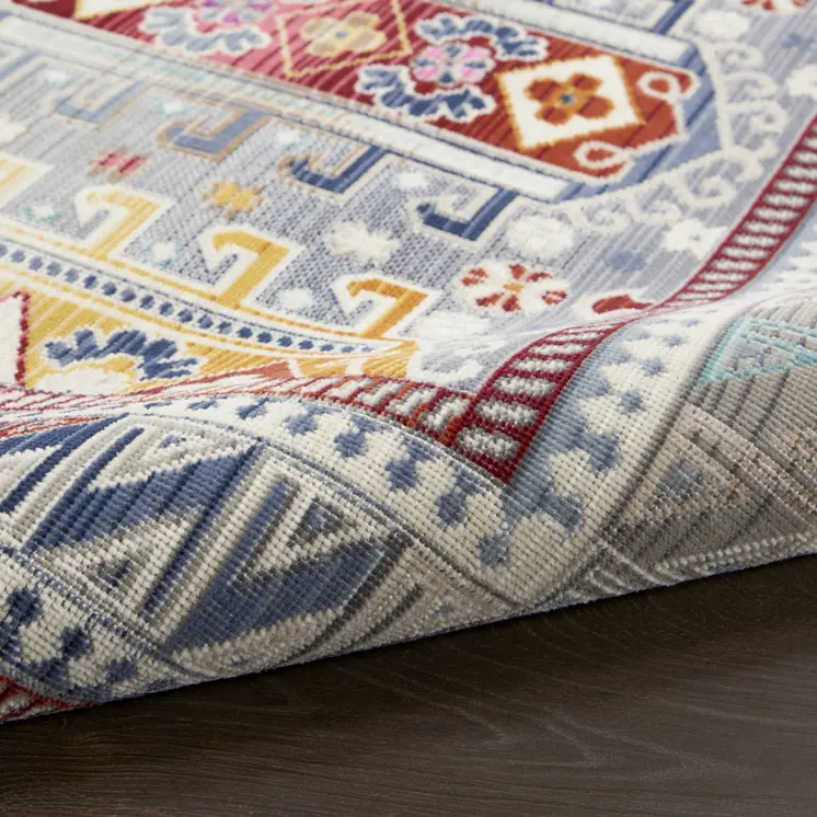 4' X 6' Ivory Gray And Red Floral Distressed Area Rug