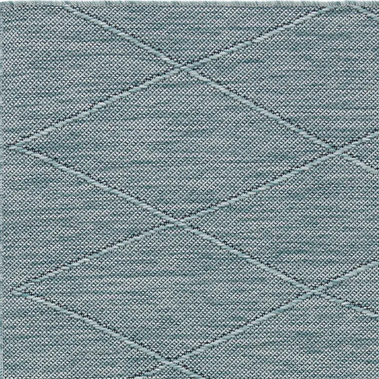 8' Aqua And Ivory Geometric Indoor Outdoor Runner Rug