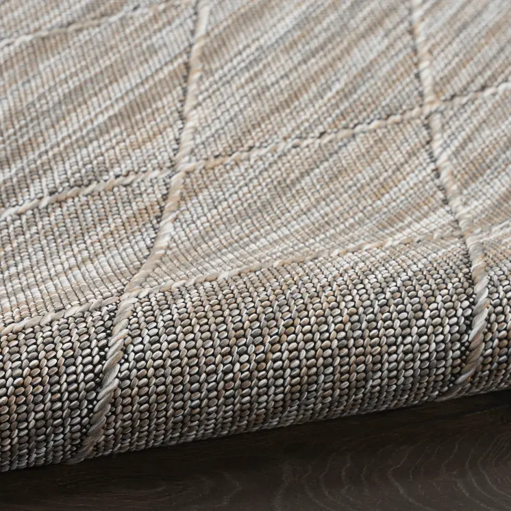 8' Gray And Light Gray Geometric Indoor Outdoor Runner Rug
