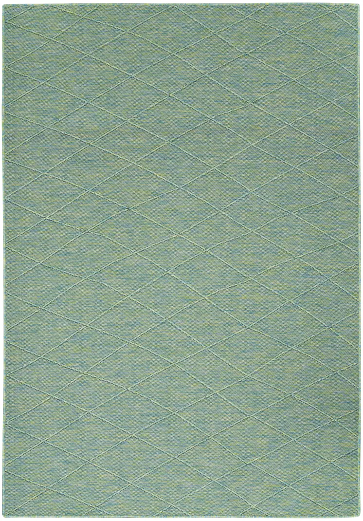 4' X 6' Blue Geometric Power Loom Non Skid Area Rug