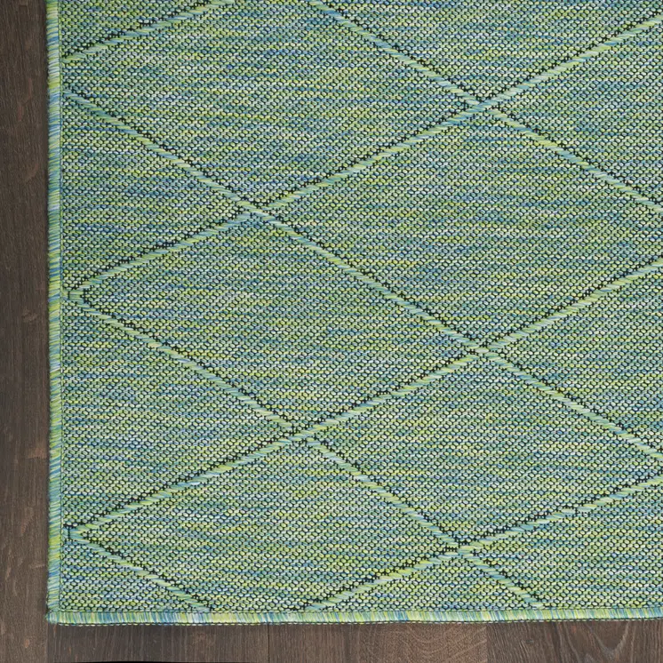 4' X 6' Blue Geometric Power Loom Non Skid Area Rug