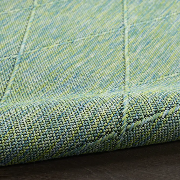 4' X 6' Blue Geometric Power Loom Non Skid Area Rug