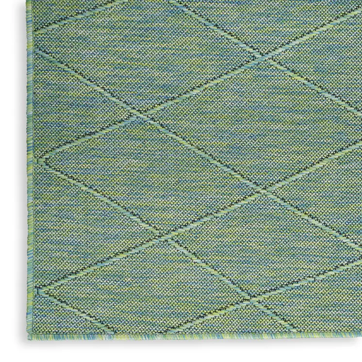 4' X 6' Blue Geometric Power Loom Non Skid Area Rug