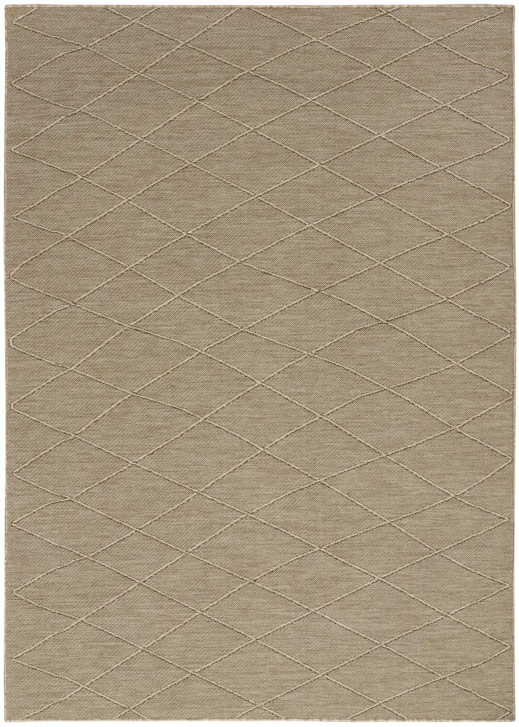 4' X 6' Natural And Light Brown Geometric Indoor Outdoor Area Rug