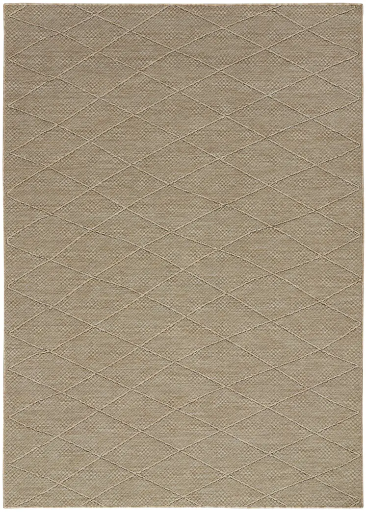 4' X 6' Natural And Light Brown Geometric Indoor Outdoor Area Rug