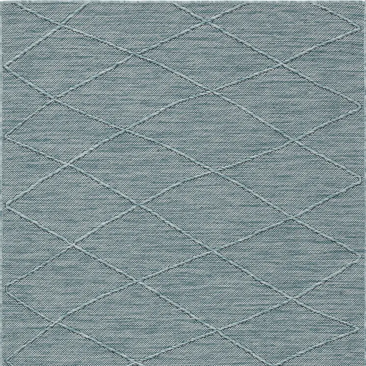 3' X 5' Aqua And Ivory Geometric Indoor Outdoor Area Rug
