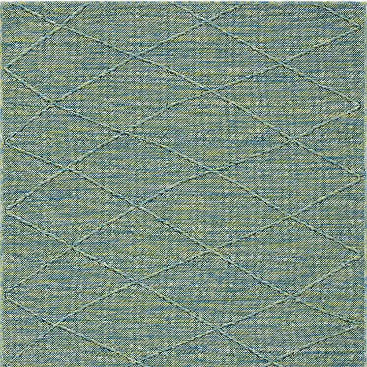 3' X 5' Blue And Green Geometric Indoor Outdoor Area Rug